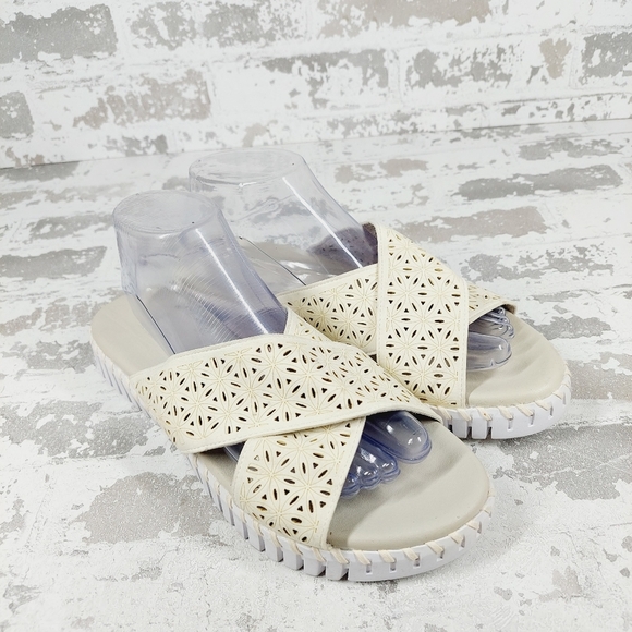 NEW Ilse Jacobsen Tulip Milk Cream Cross Band Sandals Slide W415 - Picture 4 of 11